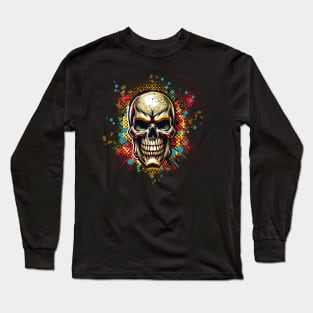 Skull Graffiti Style Comic Book Vector Illustration Long Sleeve T-Shirt